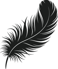 Obraz premium Black feather silhouette vector illustration isolated on white background quill