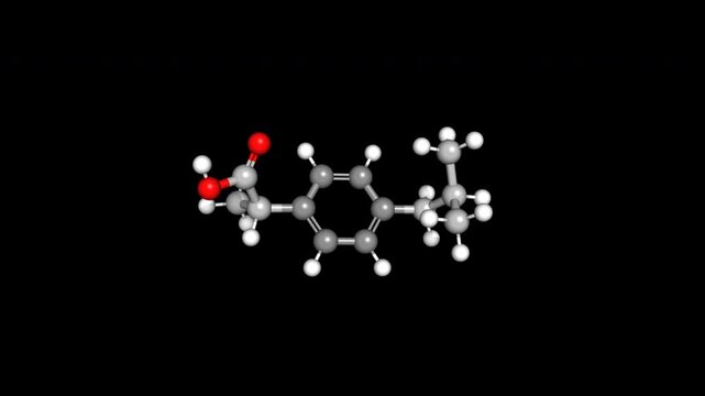 Ibuprofen Painkiller NSAID Molecule Chemical Structure Rotating Loop