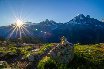 Spectacular view of Mont Blanc massif from lac Blanc, Chamonix
