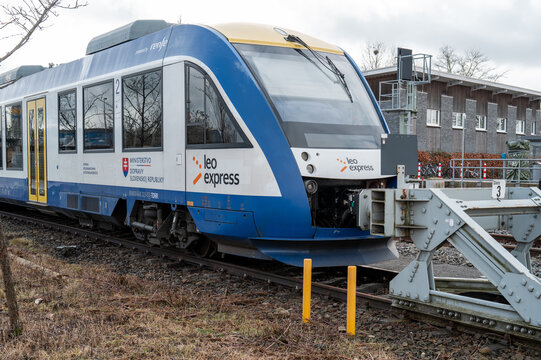 Borken, NRW, Germany, Leo express alstom coradia lint train at station