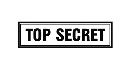 Black rectangle with bold text reading top secret silhouette