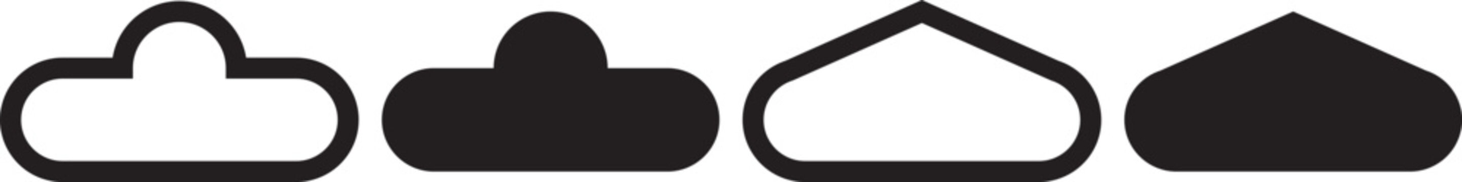 Euro hook hang holes icon. Retail packaging slot symbols. Sombrero hang hole graphic design. Euro hook hang holes for pack hanger cutout templates. Euro hook hang holes for pack hanger template