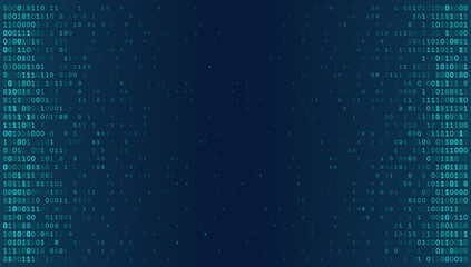 Obraz premium Digital Pillars - Symmetrical Binary Data Stream Gradient on Deep Teal Background