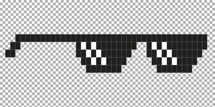 Black pixel glasses. Like a boss meme. Mafia gangster funky logo. Vector illustration graphic design.EPS10