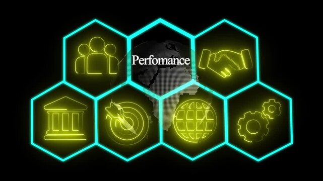 Neon Perfomance Concept with Futuristic Earth Map Animation