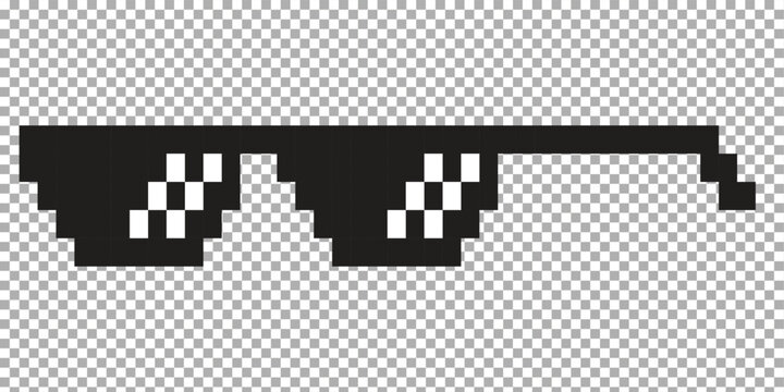 Black pixel glasses. Like a boss meme. Mafia gangster funky logo. Vector illustration graphic design.EPS10