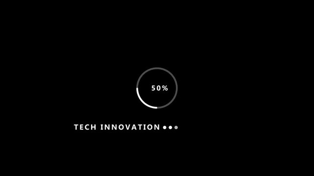 Black background with a white circular progress bar showing 100 percent and the text TECHINOVATION