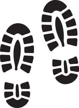 Black Boot Footprints Icon Shoe Sole Print Silhouette for Hiking and Adventure