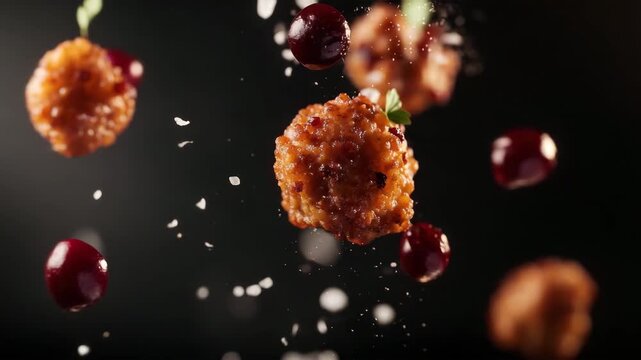 Crispy Fried Chicken Nugget With Sauce Splash
