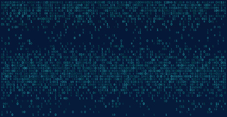 Digital Horizon - Cyan Binary Code Compression Stream on Dark Blue