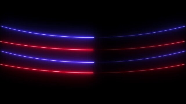 Abstract Neon Red and Blue Light Trails on Dark Background