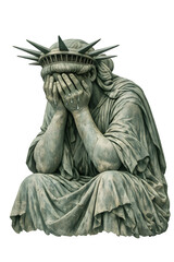 Obraz premium A weeping Statue of Liberty face representing American sorrow and political turmoil