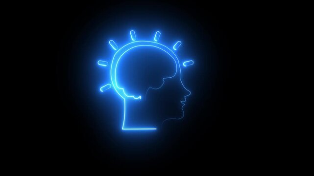 Electric Neon Brain Symbolizing Innovation and AI.