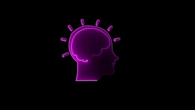 neon anatomical, background, biology, brain icon, brainstorm, burn, computer, concept.Neon Anatomical Brain with Digital Circuit Background.