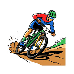 Naklejka premium Mountain Biker Racing Downhill Trail, Dynamic Action Illustration