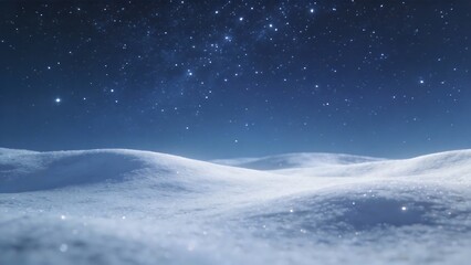 Naklejka premium Snowy landscape under starry sky