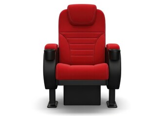 Obraz premium Comfortable individual upholstered seat designed for viewing venues features dark armrests and integrated beverage holders