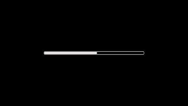 White Progress Bar Loading Animation with Alpha Channel Transparent Background.