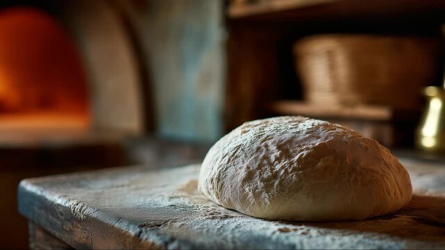 Artisanal bakery preparing dough for bread production