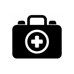 Obraz premium Black medical briefcase with a prominent white cross symbol on its front