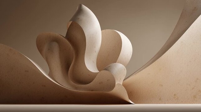 Minimal sacred composition inspired by Ganesha as remover of obstacles, using flowing curves and warm neutral tones to evoke spiritual calm and balance without explicit religious symbols.
