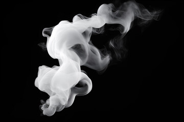 White Smoke Swirl Effect Isolated on Black Background