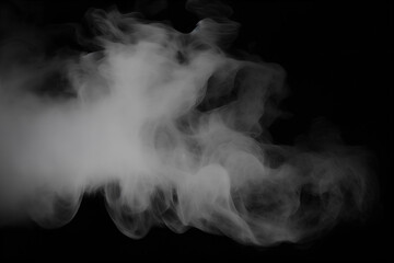 White Smoke Blast Stream Isolated on Black Background