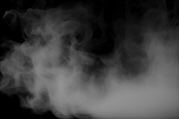 White Smoke Blast Stream Isolated on Black Background