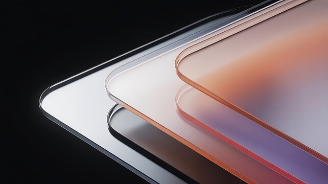 Close up of stacked clear protective screen protectors for a smartphone or tablet device