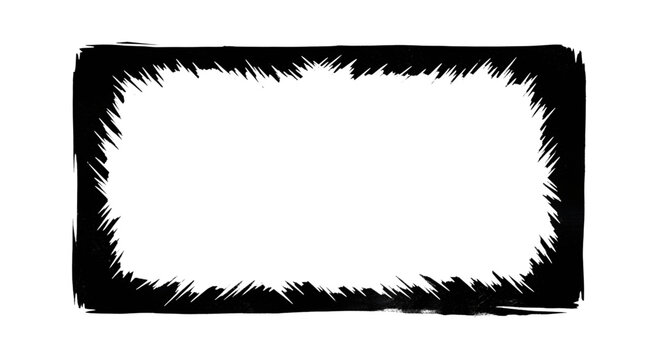 Black rectangular frame with jagged inner border and solid outer edge