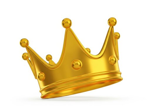 Shiny golden royal headwear rests slightly tilted against a bright white background