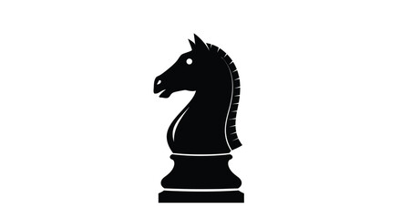 A silhouetted chess knight depicted in a stark black and white illustration © MDRASEL