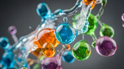 Frozen splashes of colorful liquid on macro texture