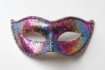 Sparkling, multicolored eye mask with eye cutouts, isolated on white