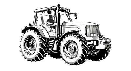 Obraz premium A black and white image of a tractor