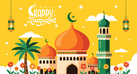 Vibrant Mosque Architecture With Domes And Minarets. © agra