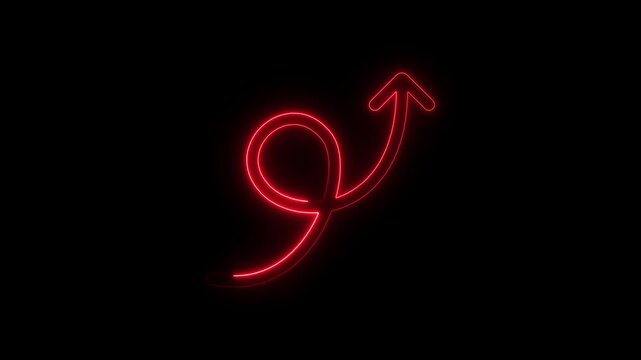 Glowing red Sagittarius symbol against Glowing on Black Background