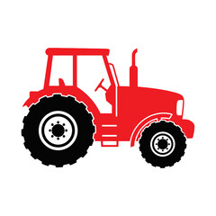Obraz premium Red Tractor Vehicle Agricultural Machine.