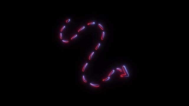 Glowing Neon Right Arrow Dash Symbol Light Sign Animation