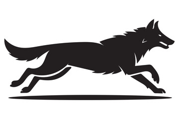 Fototapeta premium Running Wolf Silhouette Vector Illustration