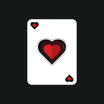 Creative ace of hearts playing card vector with unique mosaic of tiny red hearts