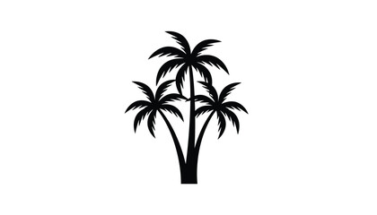 Obraz premium Three tropical palm trees silhouette vector icon design.