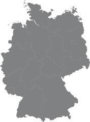Obraz premium Gray Silhouette Map of Germany with Federal States Borders