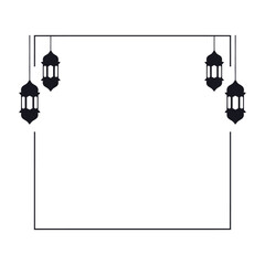 Elegant Islamic Lantern Border Frame For Ramadan Kareem And Eid Mubarak Background