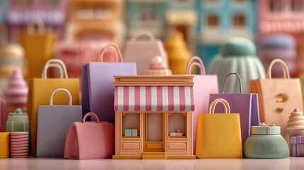 Online stores selling goods and services over the internet depicted in realistic photo