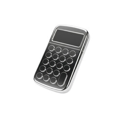 Futuristic Chrome Calculator with a Blank Screen and Buttons