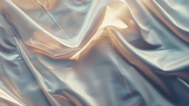 Soft flowing satin fabric creating elegant folds and smooth waves, capturing a sense of luxury, softness, and delicate light reflections with subtle texture