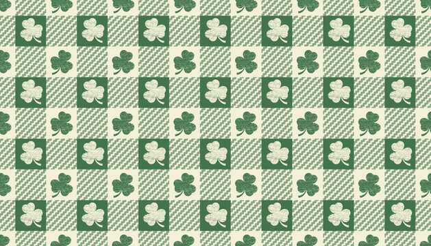 Seamless buffalo check plaid pattern St. Patrick's Day background. Vector illustration 