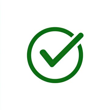 Green checkmark symbol within a circle on white background, indicating completion