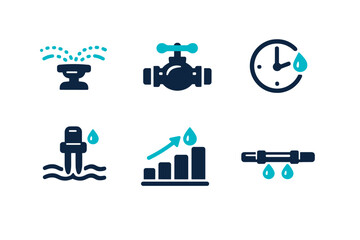 Smart vector numbers control sensor irrigation drip icon text valve no water